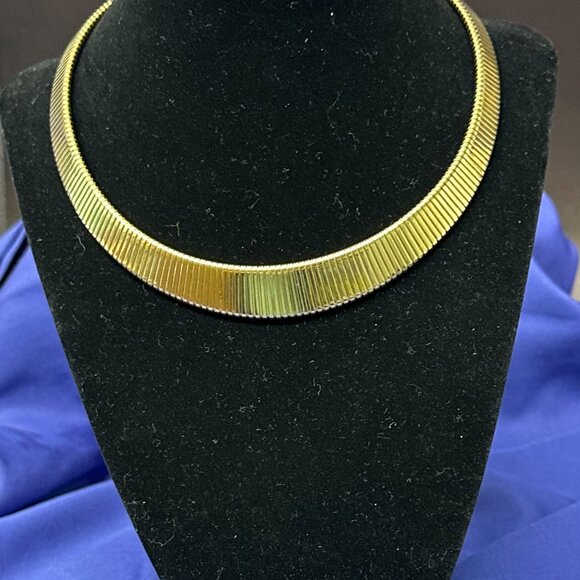 Monet Jewelry - VTG Monet Omega Gold-Tone Collar Flat Snake Choker Necklace